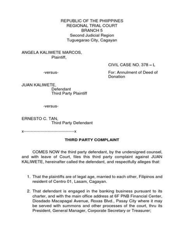 Who files a third party complaint?